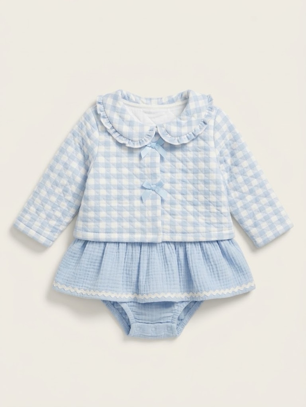 Baby Blue Gingham jacket and dress set